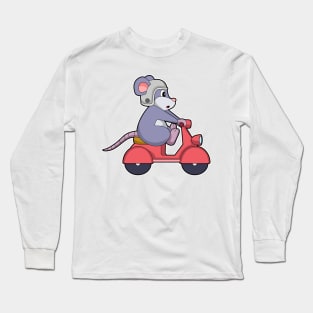 Mouse as Biker with Scooter Long Sleeve T-Shirt